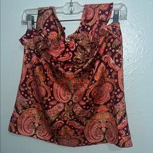 Ruffled Orange and Brown Tank Top